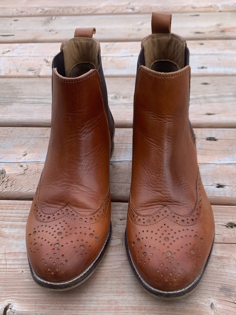 Brown Leather Ankle Cowboy Western Boots Booties Cox Size 37 women’s 7 - Picture 2 of 10